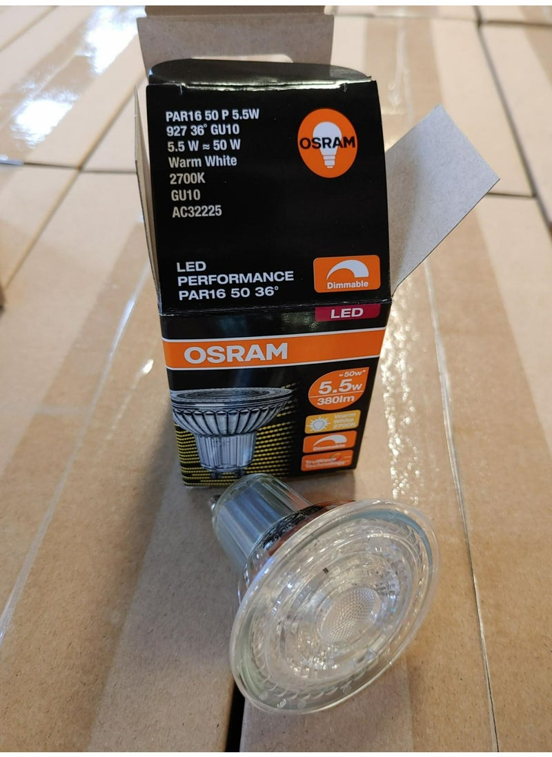 Osram لمبة عاكسة قابلة للتعتيم من Osram LED GU10 ECO PAR16 بزاوية 36 درجة، 5.5 وات، لون أبيض دافئ، 2700 كلفن، عبوة من 10 قطع  - Image 5