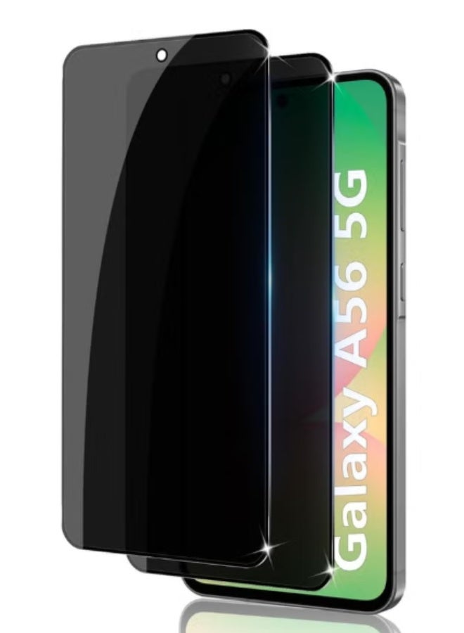 Privacy Screen Protector for Samsung Galaxy A56 5G, 2 Pack Anti-Spy Tempered Glass with 2 Camera Protectors, 9H Hardness, Clear (Galaxy A56) - Image 1