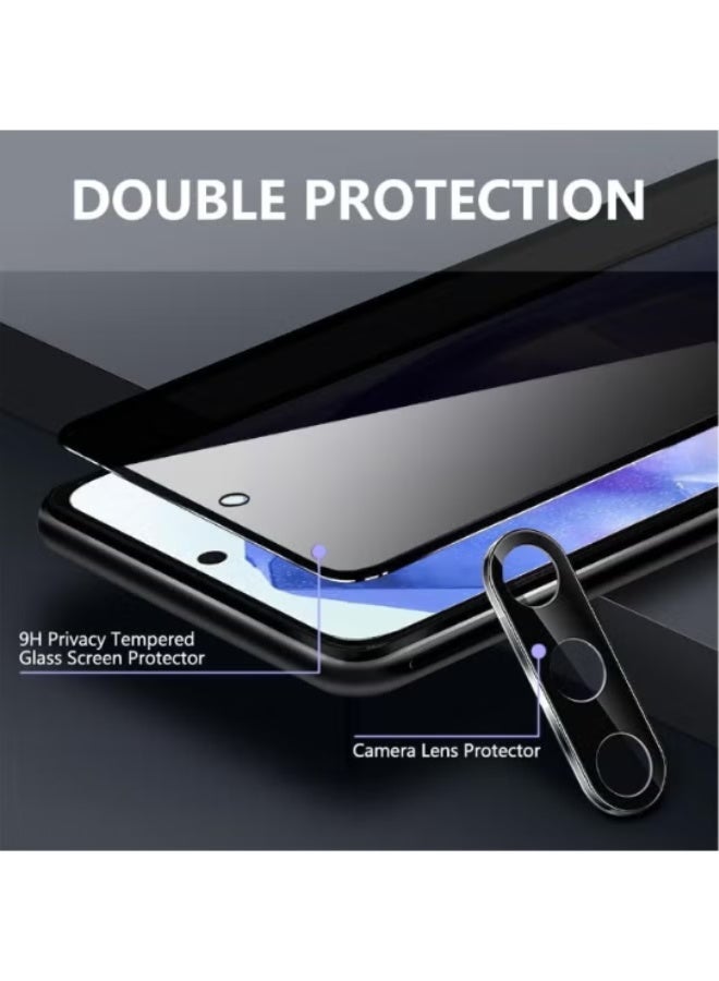 Privacy Screen Protector for Samsung Galaxy A56 5G, 2 Pack Anti-Spy Tempered Glass with 2 Camera Protectors, 9H Hardness, Clear (Galaxy A56) - Image 3