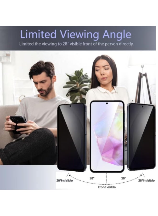 Privacy Screen Protector for Samsung Galaxy A56 5G, 2 Pack Anti-Spy Tempered Glass with 2 Camera Protectors, 9H Hardness, Clear (Galaxy A56) - Image 2