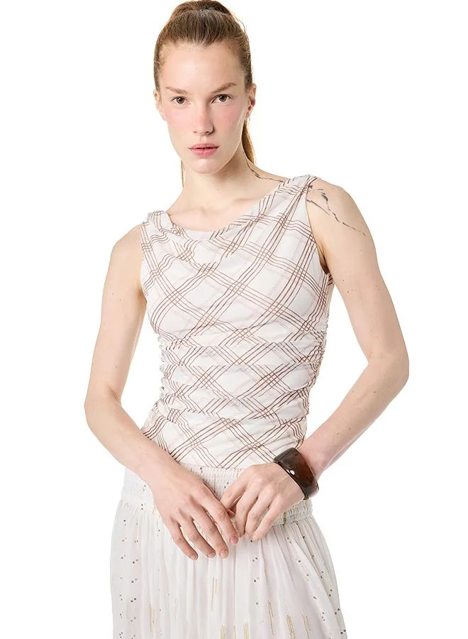 Koton  Plaid Tulle Blouse for Women | Best Price UAE