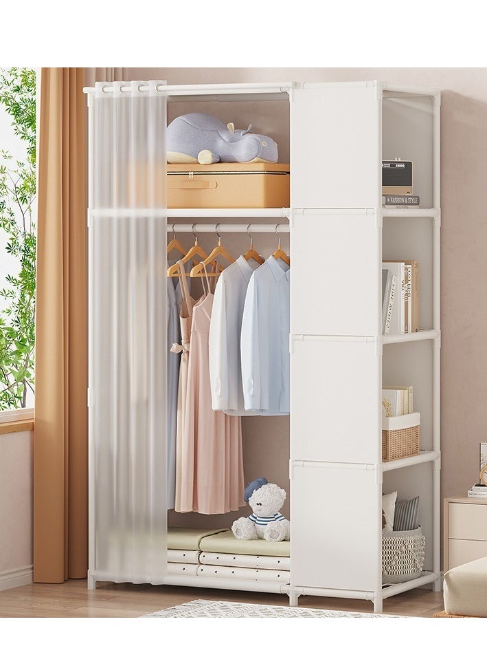 XiuWoo - Portable Wardrobe Storage Closet Clothes Storage Cabinet with Curtain Clothes Rack Multifunctional Storage Clothes Hanging Multi-Layer Shelving for Living Room Bedroom - Image 1