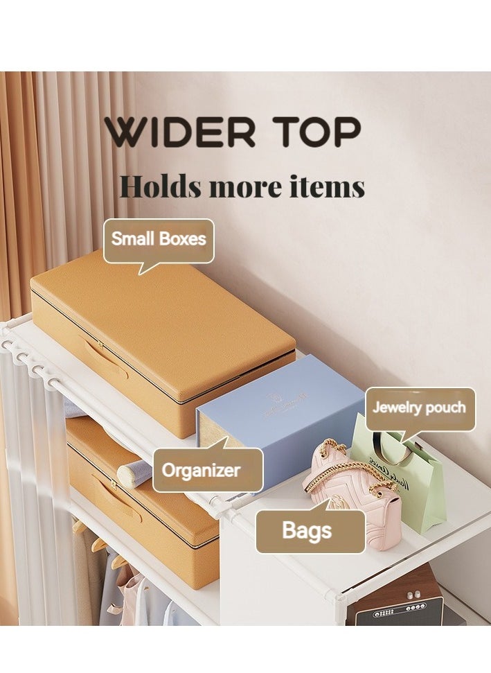 XiuWoo - Portable Wardrobe Storage Closet Clothes Storage Cabinet with Curtain Clothes Rack Multifunctional Storage Clothes Hanging Multi-Layer Shelving for Living Room Bedroom - Image 1
