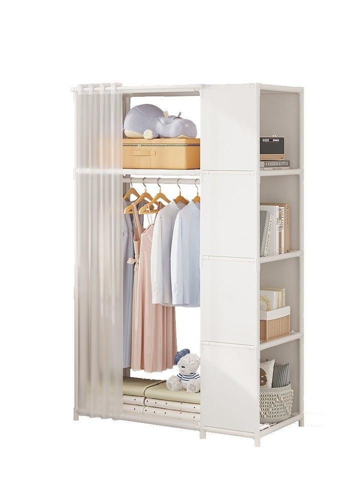 XiuWoo - Portable Wardrobe Storage Closet Clothes Storage Cabinet with Curtain Clothes Rack Multifunctional Storage Clothes Hanging Multi-Layer Shelving for Living Room Bedroom - Image 1