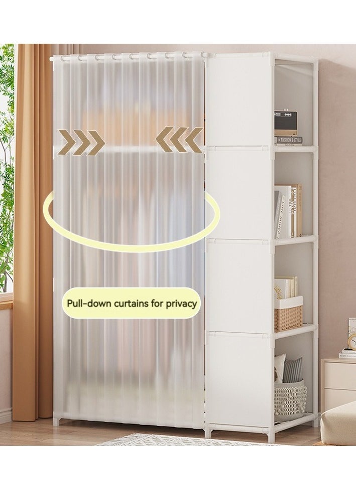 XiuWoo - Portable Wardrobe Storage Closet Clothes Storage Cabinet with Curtain Clothes Rack Multifunctional Storage Clothes Hanging Multi-Layer Shelving for Living Room Bedroom - Image 1