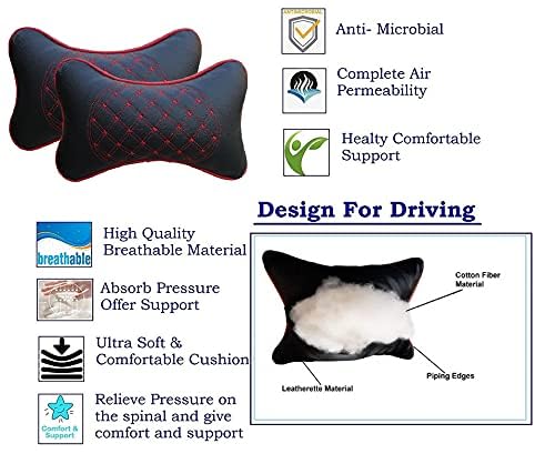 Fabbay Luxury Car Neck Cushion Neck Rest Neck Comforter Diamond Design - Red Black Colour - Tatta Tiiago | Made in India - Image 3