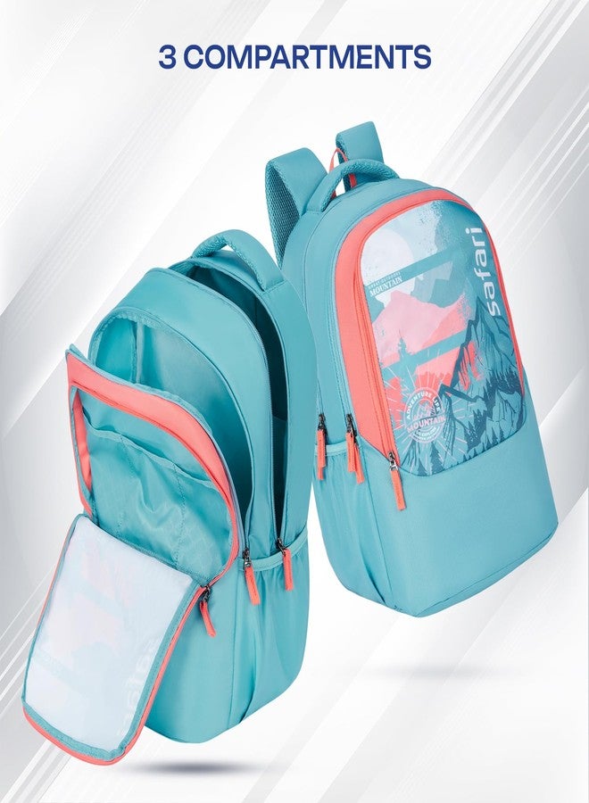 Safari Sigma 36L School bag for Boys and Girls, Office use/travel bag for man & women, Casual 3 Compartment Printed Large Men's Backpack Bags with Organizer, File holder, Color - Aqua - Image 2