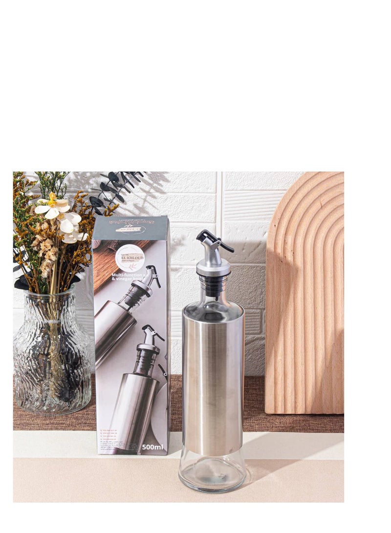 Stainless Steel Oil Dispenser Bottle – Leak-Proof Olive Oil & Vinegar Container with Pour Spout | Anti-Drip, Rust-Resistant Oil Cruet for Kitchen Cooking & Salad Dressing