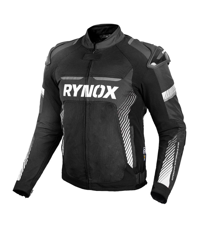 Rynox Apex Evo Jacket - CE Certified Class AA | Motorcycle Riding Jacket | Impact Protection | Abrasion Resistance - Black White, XL - Image 1