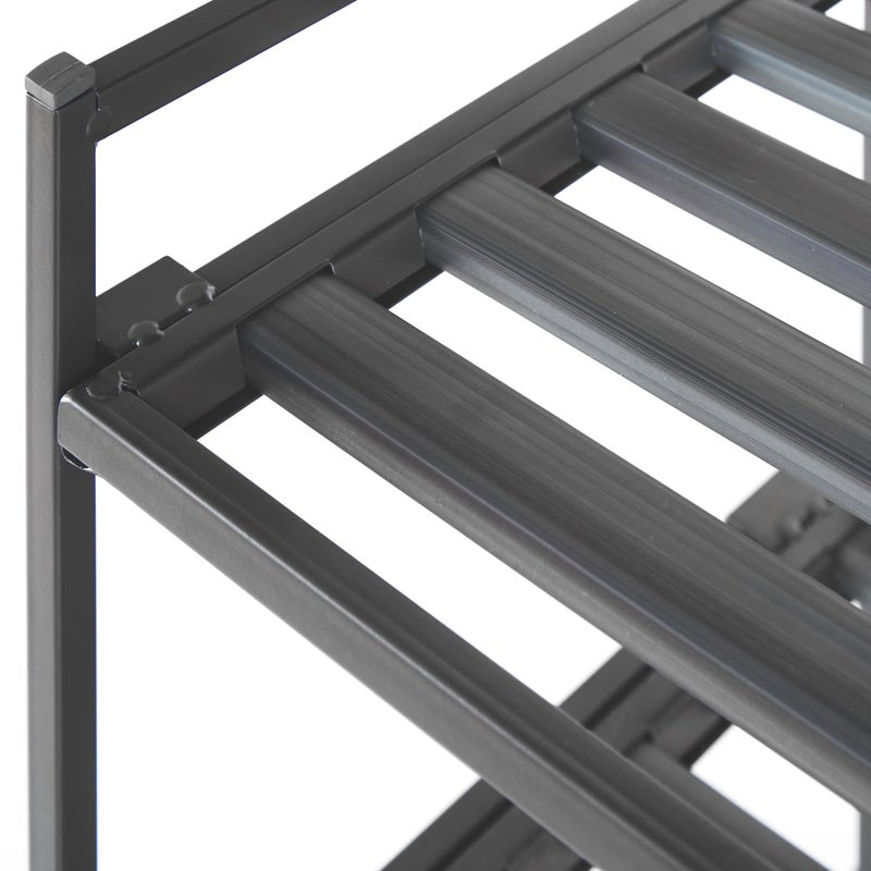 Seville Classics Sturdy Freestanding Storage Shelf for Bedroom, Closet, Entryway, Dorm Room Organizer Stackable Durable Metal Shoe Rack Ash Gray Slat, 3-Tier - Image 5