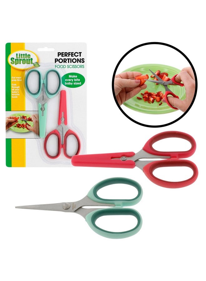 Sprout Cups مقص طعام الأطفال 2 عبوة مع أغطية ضرورة للآباء مقصات من الفولاذ المقاوم للصدأ لجعل كل قضمة بحجم الأطفال وآمنة محمولة للأطفال والرضع (اللحوم والفواكه والخضروات) - Image 3