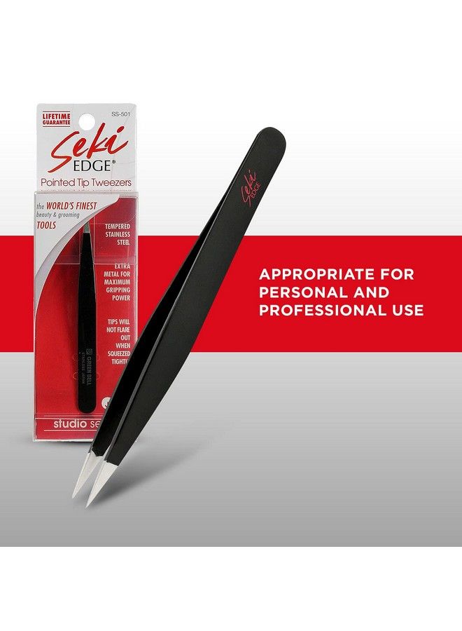 Seki Edge SS501 Black Stainless Steel Point Tweezer - Image 3