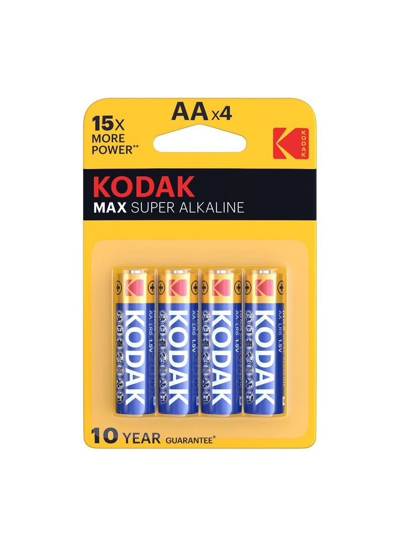 Kodak AAx4 MAX Super 1.5V Alkaline Batteries - 5 Cards (20 Batteries) - Image 1