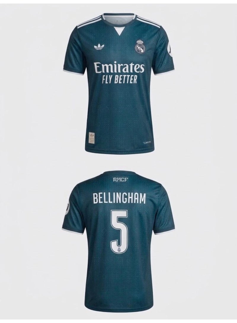 Real Madrid Football Jersey – Bellingham 5 Teal Short Sleeve Soccer Shirt - Image 4
