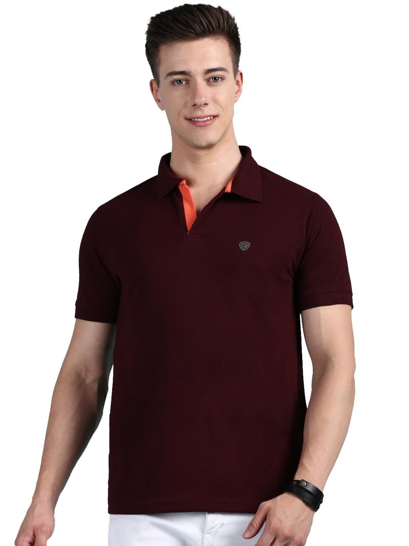 Lux Cozi Men's Pack of 1 Cofee Regular Fit Polo Neck Half Sleeve Solid Casual T-Shirt (Size : X-Large)_COZI_2121_COF_XL_1PC Coffee - Image 1