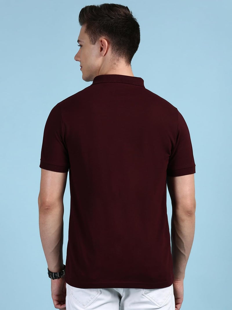 Lux Cozi Men's Pack of 1 Cofee Regular Fit Polo Neck Half Sleeve Solid Casual T-Shirt (Size : X-Large)_COZI_2121_COF_XL_1PC Coffee - Image 3