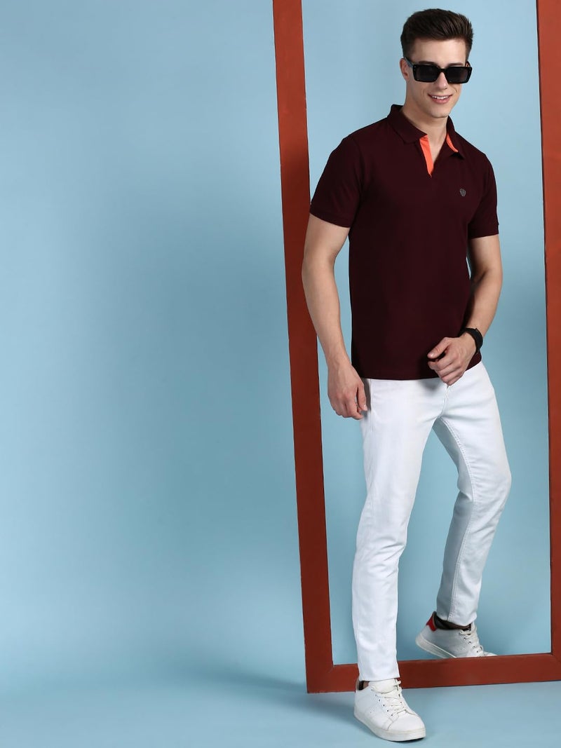 Lux Cozi Men's Pack of 1 Cofee Regular Fit Polo Neck Half Sleeve Solid Casual T-Shirt (Size : X-Large)_COZI_2121_COF_XL_1PC Coffee - Image 4