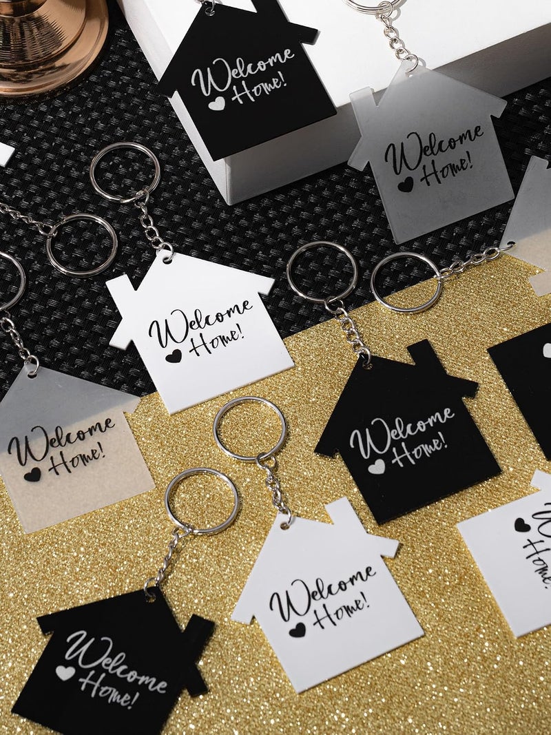 Sureio 18 Pcs House Acrylic Keychain Real Estate Agent Clear White Black Blank DIY Keychain New Home Welcome Home Housewarming Gift for Real Estate Agent Supplies, Gifts - Image 4