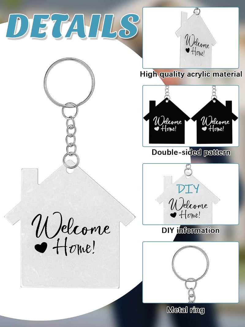 Sureio 18 Pcs House Acrylic Keychain Real Estate Agent Clear White Black Blank DIY Keychain New Home Welcome Home Housewarming Gift for Real Estate Agent Supplies, Gifts - Image 3