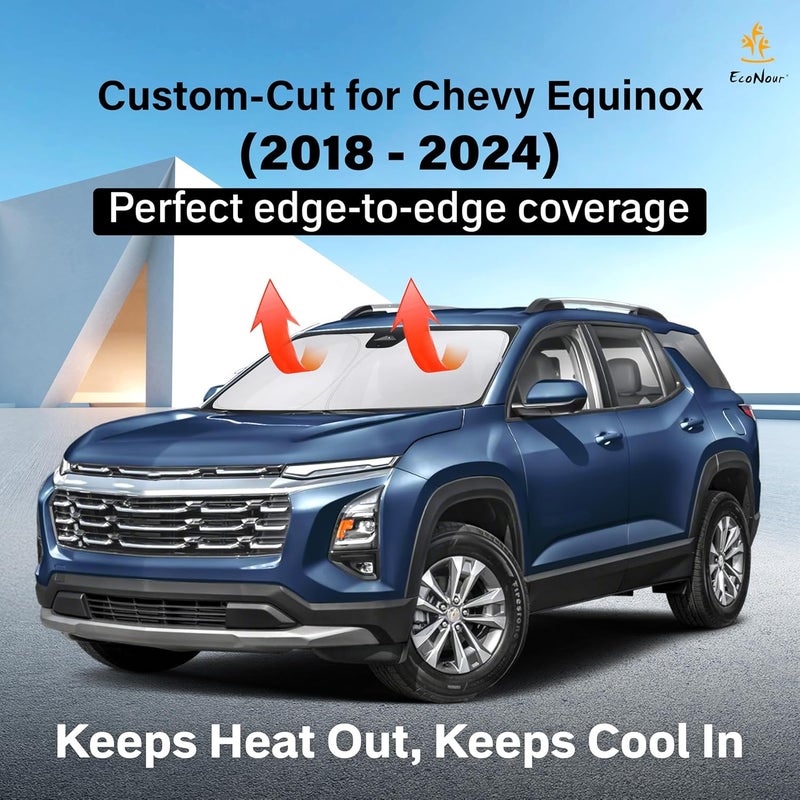 ظلة زجاج أمامي من EcoNour لسيارة Chevrolet Equinox 2018-2022 2023 2024، واقي شمس للزجاج الأمامي والنافذة، حاجب وحماية من الأشعة فوق البنفسجية والحرارة، إكسسوارات سيارة - Image 2