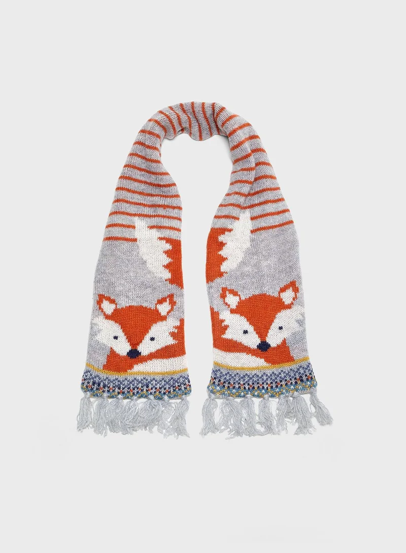 JoJo Maman Bebe Kids Fox Knitted Scarf