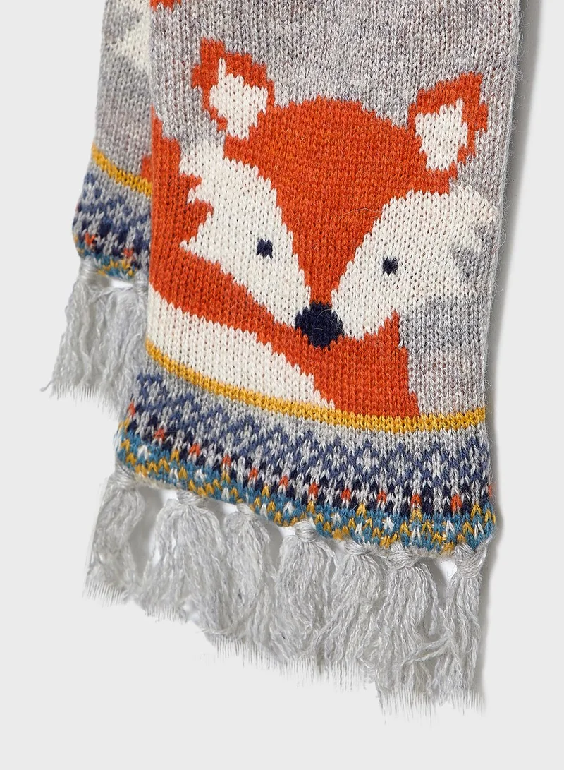 JoJo Maman Bebe Kids Fox Knitted Scarf