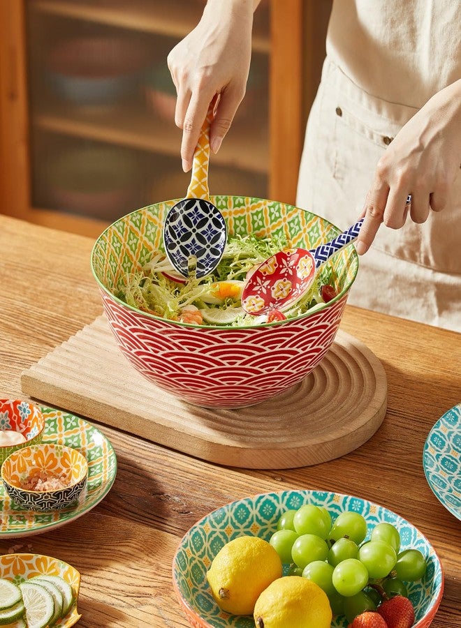 Metahom Ceramic Mixing Bowls for Kitchen, Colorful Nesting Bowls, Large Serving Bowls for Prepping, Baking, Mixing, Salad, Microwave Dishwasher Safe, 3.7/2.3/1.4 Qt, Set of 3 - Image 4