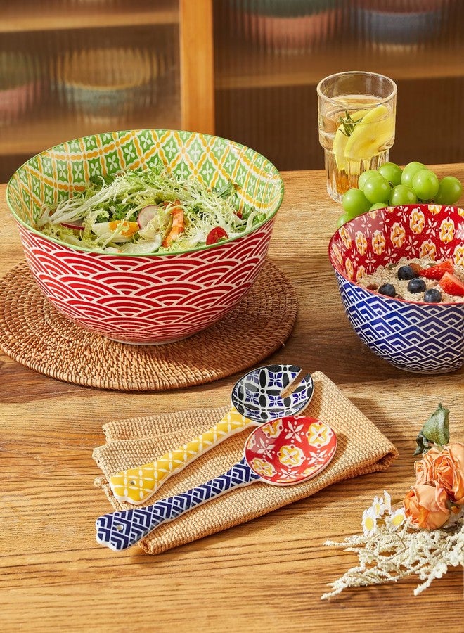 Metahom Ceramic Mixing Bowls for Kitchen, Colorful Nesting Bowls, Large Serving Bowls for Prepping, Baking, Mixing, Salad, Microwave Dishwasher Safe, 3.7/2.3/1.4 Qt, Set of 3 - Image 5