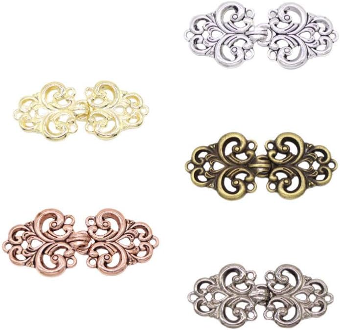 klarako Swirl Flower Cape Cloak Clasp Vintage Decorative Sew on Hooks and Eyes Cardigan Clip Sweater Jewelry 5 Pairs (Mixed Color) - Image 5