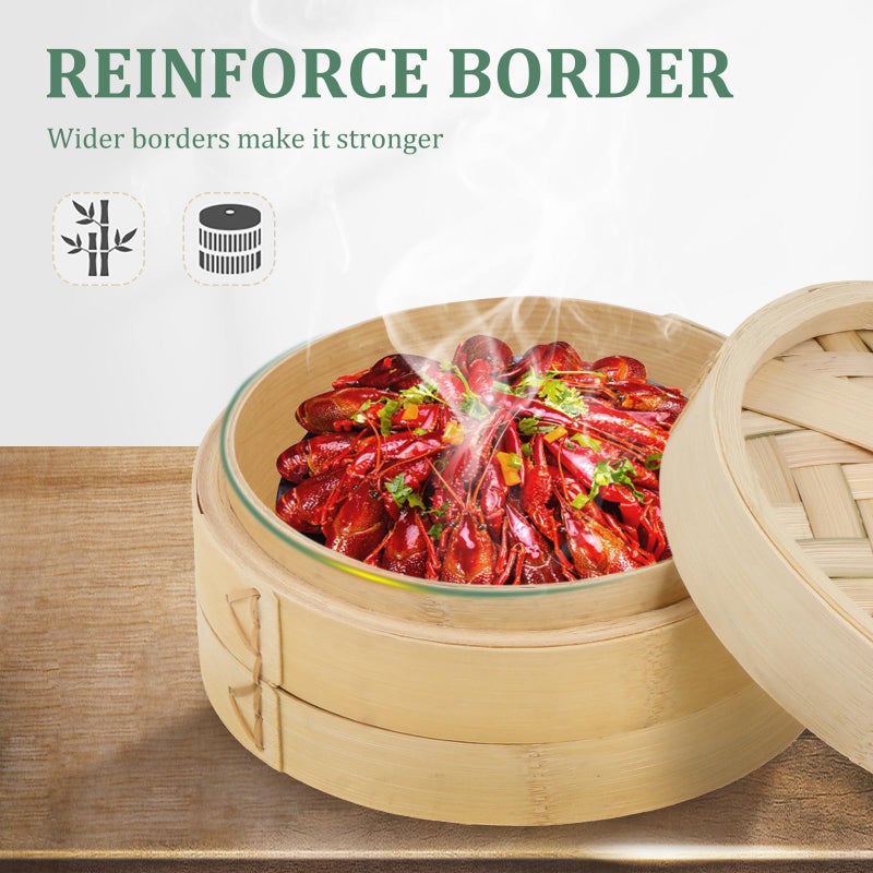 14 5Cm Natural Bamboo Steamer Basket With Lid For Dim Sum Dumplings Cooking - Image 5