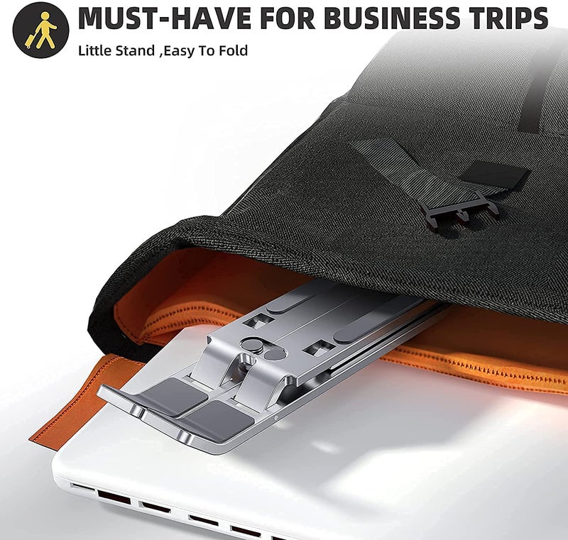 AMBLIC New 7 Angles Adjustable Aluminum Ergonomic Foldable Portable Tabletop Laptop - Anti-Slip Riser Laptop Computer Stand Holder with Carry Bag Compatible with All Laptop Model's Riser Laptop Stand - Image 3