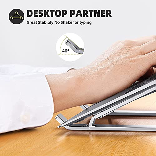 AMBLIC New 7 Angles Adjustable Aluminum Ergonomic Foldable Portable Tabletop Laptop - Anti-Slip Riser Laptop Computer Stand Holder with Carry Bag Compatible with All Laptop Model's Riser Laptop Stand - Image 2