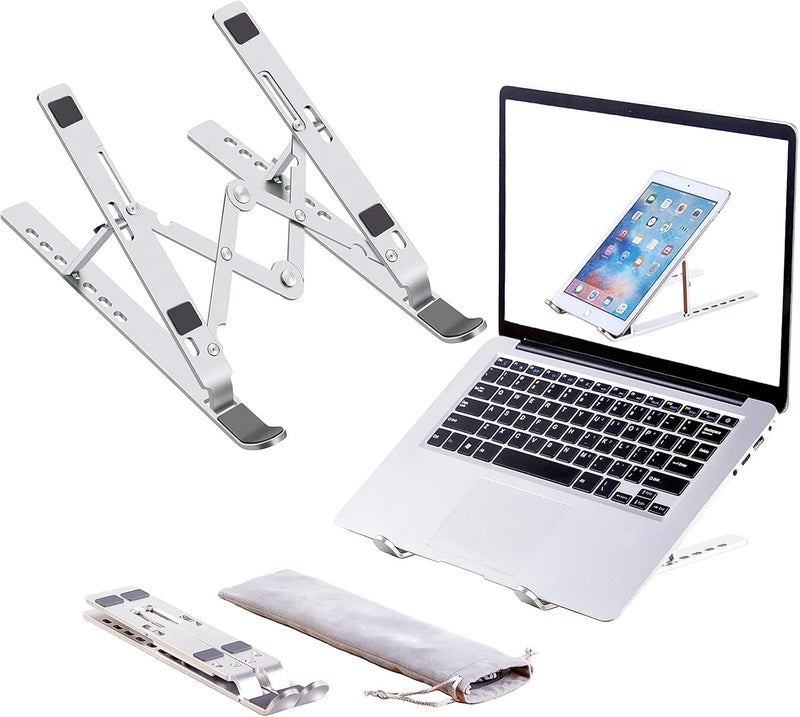 AMBLIC New 7 Angles Adjustable Aluminum Ergonomic Foldable Portable Tabletop Laptop - Anti-Slip Riser Laptop Computer Stand Holder with Carry Bag Compatible with All Laptop Model's Riser Laptop Stand - Image 1
