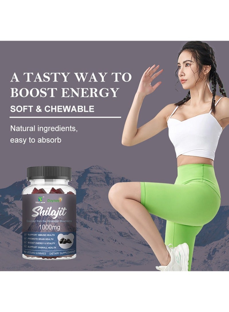وينز تاون 60 عدداً من حلوى الشيلاجيت 1000 ملغ، حلوى الشيلاجيت العضوية مع أكثر من 85 معدن نادر، حمض الفولفيك، راتنج الشيلاجيت للرجال والنساء، لدعم الطاقة، العقل، والمناعة. - Image 3