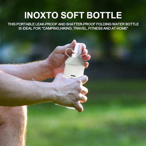 INOXTO زجاجة مياه مرنة INOXTO، زجاجات مياه قابلة للطي لسترات الترطيب وحزم الجري، زجاجات مياه مرنة للجري للمشي وركوب الدراجات (250/500 مل) (2 قطع صغيرة) - Image 2