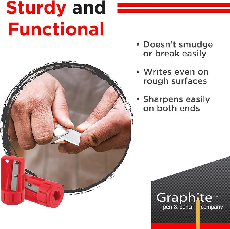 Graphite Hard Lead Carpenter Pencils Bulk - (72) Pieces Lumber Wooden Pencil #2 (HB) - White - Image 5