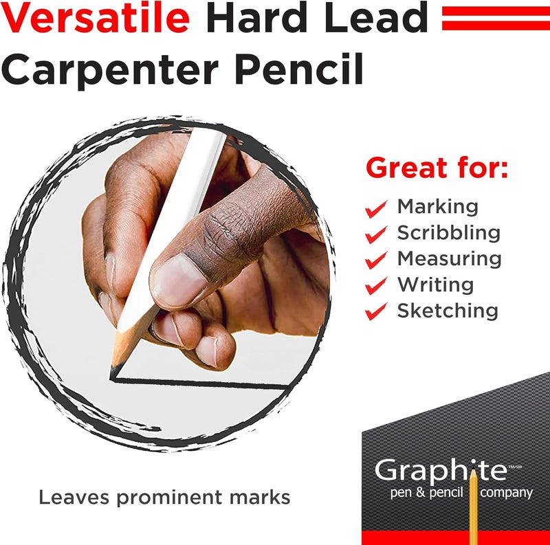 Graphite Hard Lead Carpenter Pencils Bulk - (72) Pieces Lumber Wooden Pencil #2 (HB) - White - Image 4