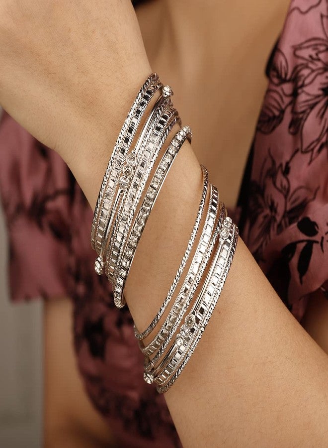 Rumtock 13pcs Boho Silver Bracelet Set for Women Crystal Beads Stackable Bangle Hand Chain Punk Jewelry for Party - Image 2