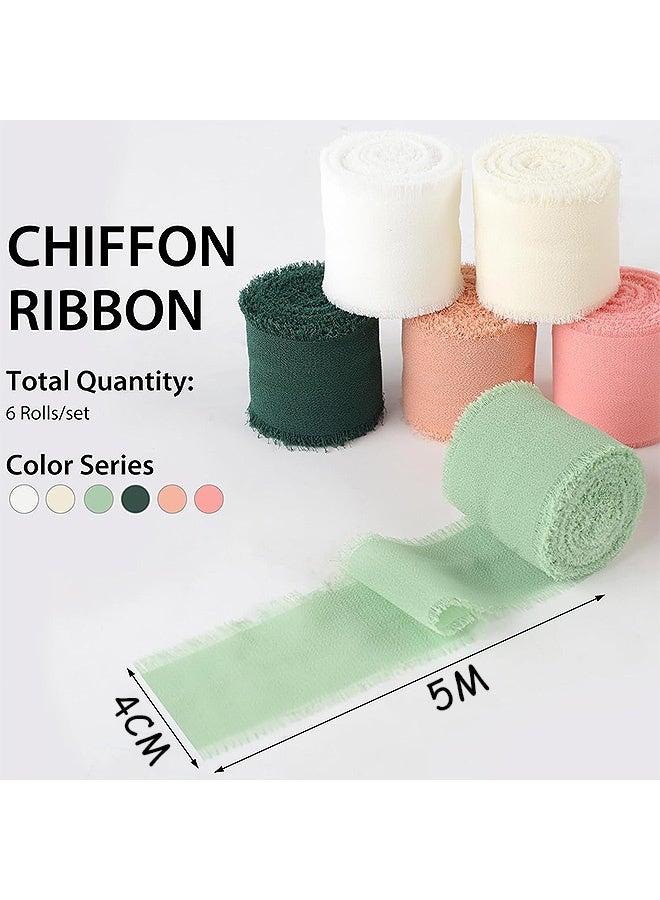 إم إكس إن 6 لفات من شريط الحرير الشيفون - شريط ساتان من القماش الملون بطول 33 ياردة لتغليف الهدايا، والحرف اليدوية، وصناعة أقواس الشعر، وإكليل الزهور، وتزيين حفلات الزفاف وغيرها من مشاريع الخياطة - Image 2