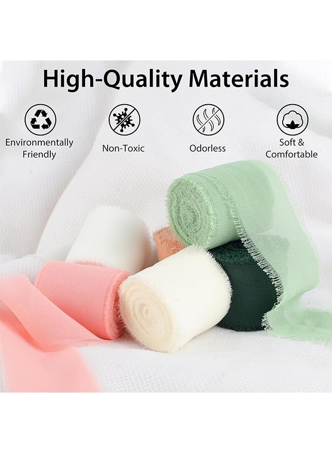 إم إكس إن 6 لفات من شريط الحرير الشيفون - شريط ساتان من القماش الملون بطول 33 ياردة لتغليف الهدايا، والحرف اليدوية، وصناعة أقواس الشعر، وإكليل الزهور، وتزيين حفلات الزفاف وغيرها من مشاريع الخياطة - Image 3