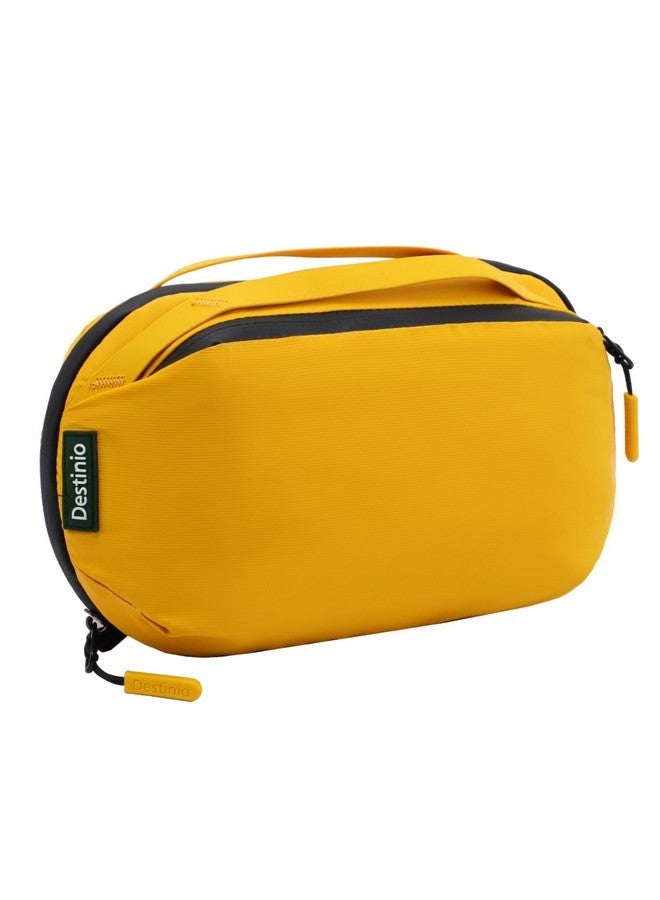 Destinio Nylon Toiletry Bag For Unisex - Waterproof Organizer With Hanging Hook - Travel Pouch And Shaving Kit Bag, Cosmetic And Make Up Pouches (Yellow) - Image 1