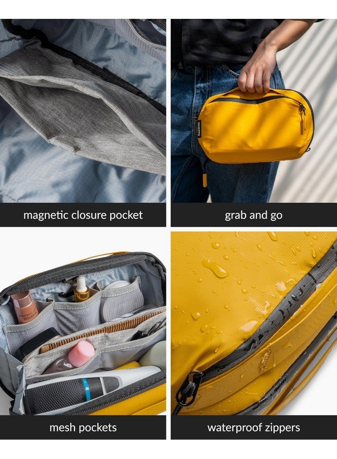Destinio Nylon Toiletry Bag For Unisex - Waterproof Organizer With Hanging Hook - Travel Pouch And Shaving Kit Bag, Cosmetic And Make Up Pouches (Yellow) - Image 4