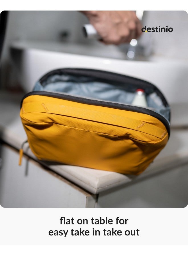 Destinio Nylon Toiletry Bag For Unisex - Waterproof Organizer With Hanging Hook - Travel Pouch And Shaving Kit Bag, Cosmetic And Make Up Pouches (Yellow) - Image 5