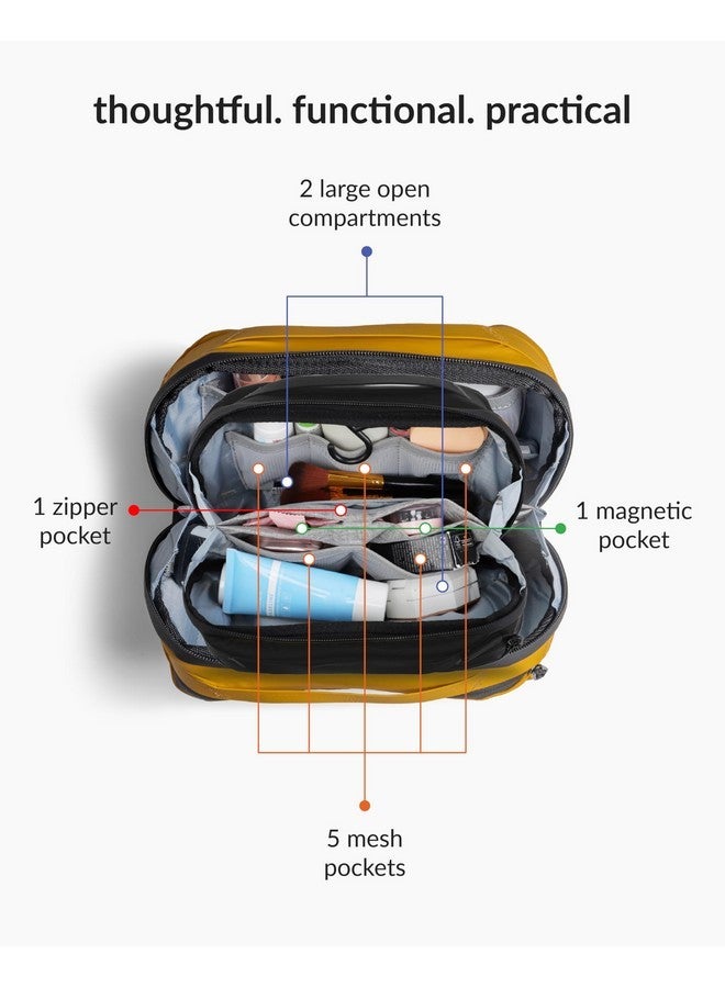 Destinio Nylon Toiletry Bag For Unisex - Waterproof Organizer With Hanging Hook - Travel Pouch And Shaving Kit Bag, Cosmetic And Make Up Pouches (Yellow) - Image 3
