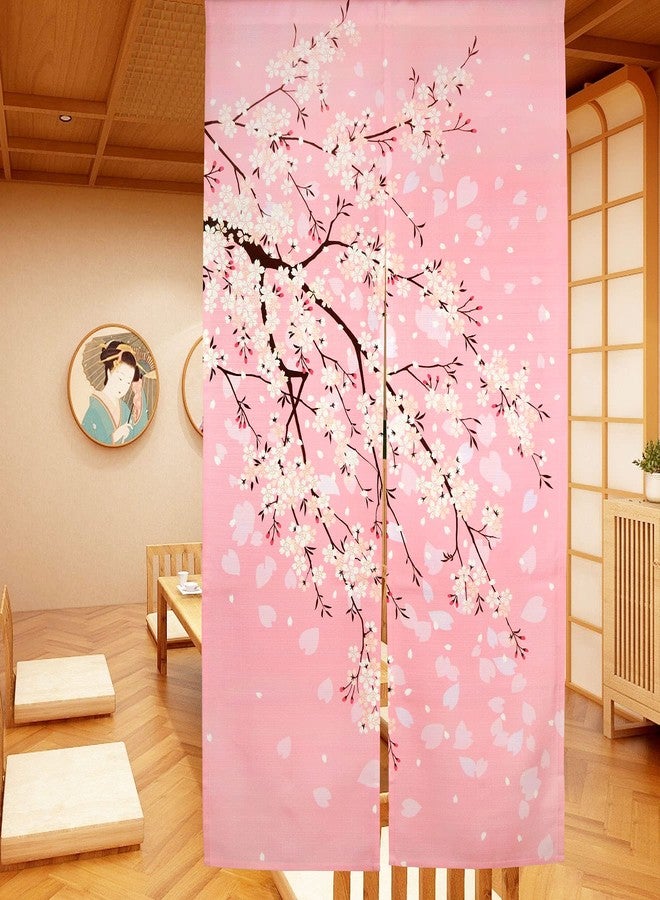 LIGICKY Noren Japanese Doorway Curtain Printed Cherry Blossom Door Curtains Window Tapestry for Home Decoration, 33.5"x59" Pink - Image 4