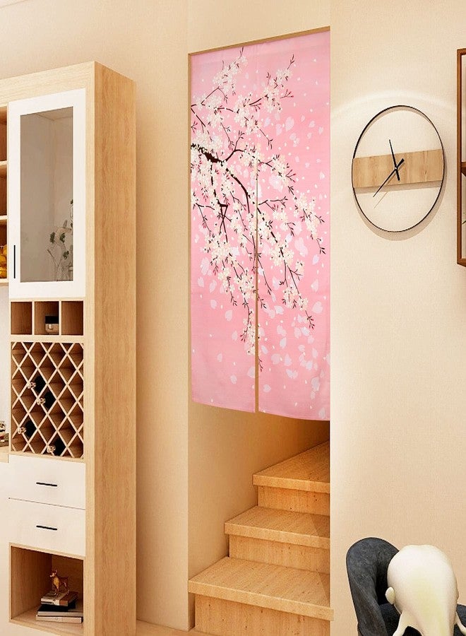 LIGICKY Noren Japanese Doorway Curtain Printed Cherry Blossom Door Curtains Window Tapestry for Home Decoration, 33.5"x59" Pink - Image 2