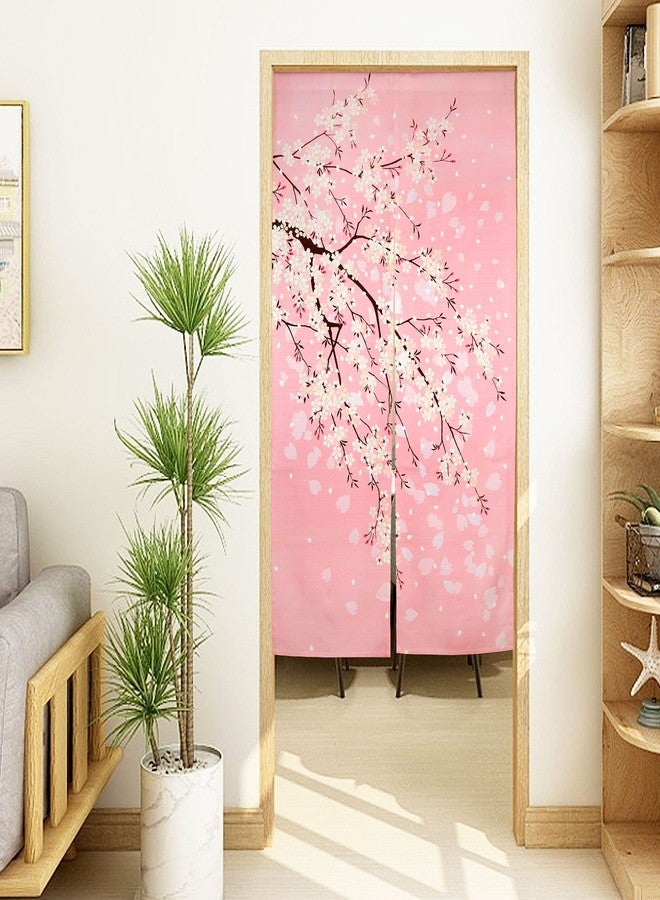 LIGICKY Noren Japanese Doorway Curtain Printed Cherry Blossom Door Curtains Window Tapestry for Home Decoration, 33.5"x59" Pink - Image 3