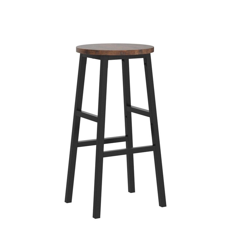 MAHANCRIS Bar Stools, Set of 2 Round Bar Chairs with Footrest, 24.4 Inch Kitchen Breakfast Bar Stools, Industrial Bar Stools, Easy Assembly, for Dining Room, Kitchen, Rustic Brown BAHR0201Z - Image 4
