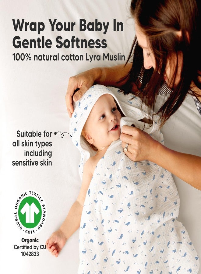 KeaBabies Muslin Baby Bath Towels with Hood for Girls, Boys, Large Organic Cotton Hooded Baby Towels for Newborns, Toddlers, Infant, Kids, Soft Absorbent Newborn Bath Essentials Gift Set (Whale Bay) - Image 2