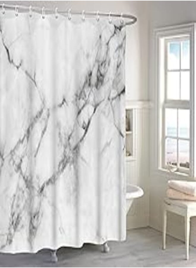 Renaiss Renaiss 72x72 Inches Grey White Marble Shower Curtains for Bathroom Modern Luxury Watercolor Abstract Crack Texture Ink Painting Fabric Shower Curtain Waterproof Polyester Fabric with Hooks 